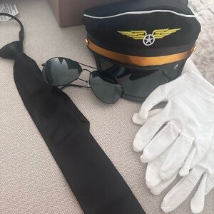 Pilot Costume Set with Hat, Tie, and Gloves
